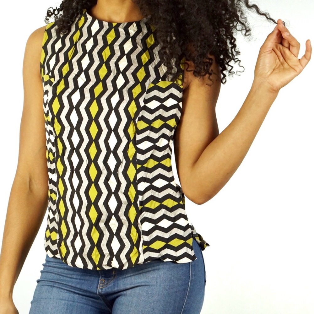 Milly | Silk Chevron Sleeveless Blouse - Picture 1 of 8